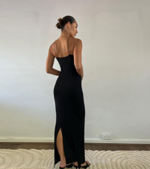 Long Black Backless Dress