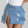 Ripped Denim Skirt