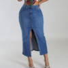 Split Front Denim Skirt